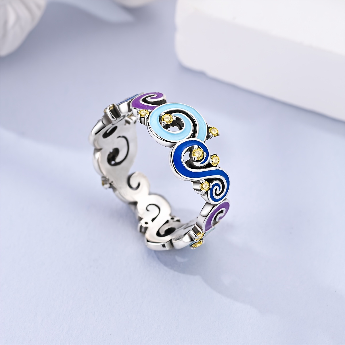 Women's Starry Night Silvery Color Ring, Elegant Gift